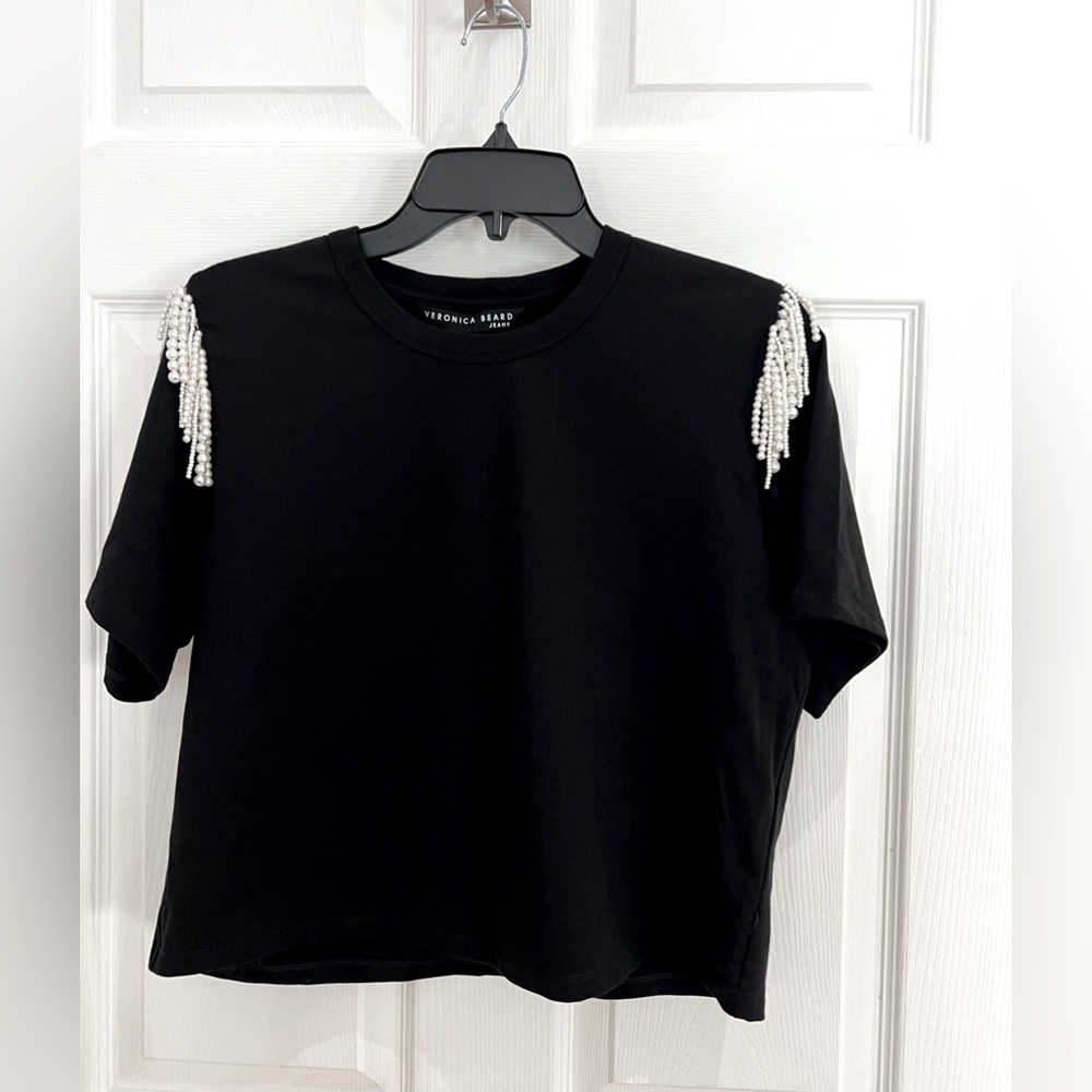Brand New Veronica Beard Rumia Tee in Black size Small